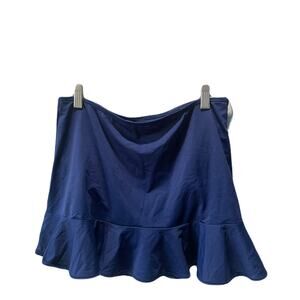 Lands End Womens Swim Skirt Bottoms Navy Ruffled Hem Built In Brief Size 8 NWT
